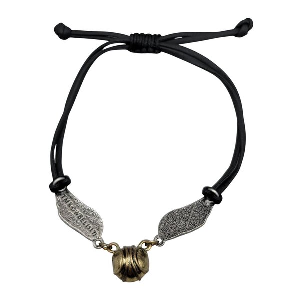 Harry Potter Golden Snitch Winged Bracelet Warner Bros Adjustable Black Cord - Picture 3 of 6
